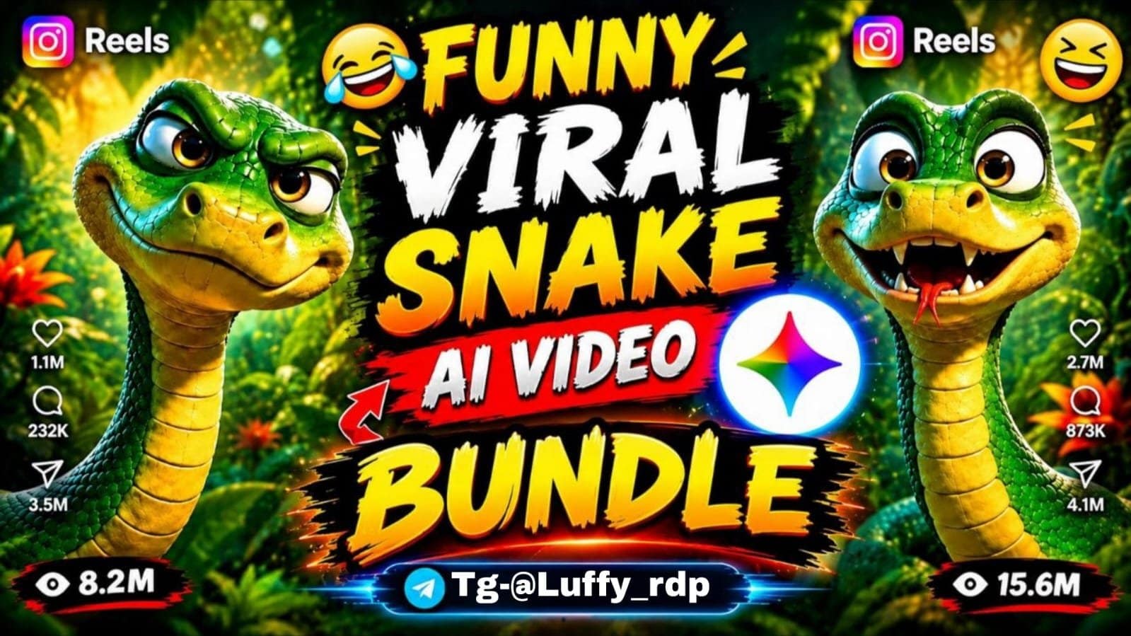 Funny Viral Snake AI Video Bundle | Trending Snake Comedy Shorts & Reels Pack